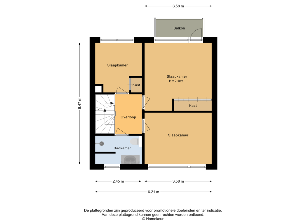 View floorplan of Eerste verdieping of De Savornin Lohmanlaan 21