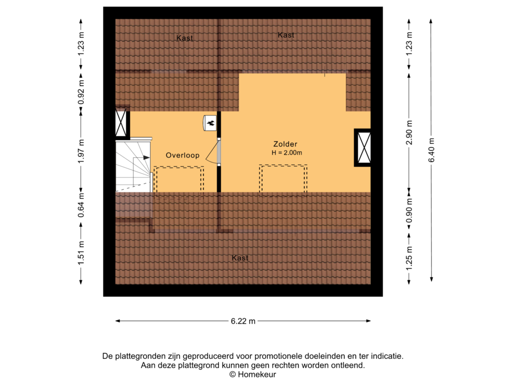 View floorplan of Tweede verdieping of De Savornin Lohmanlaan 21