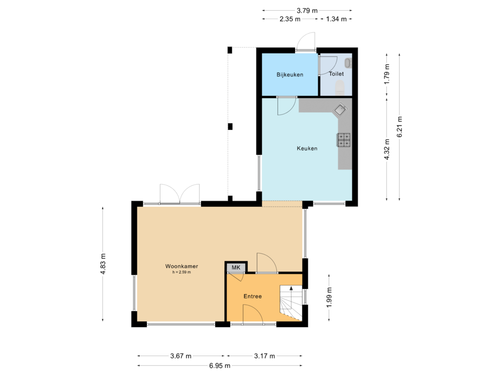 Bekijk plattegrond van Begane grond van IJsselmeerstraat 42