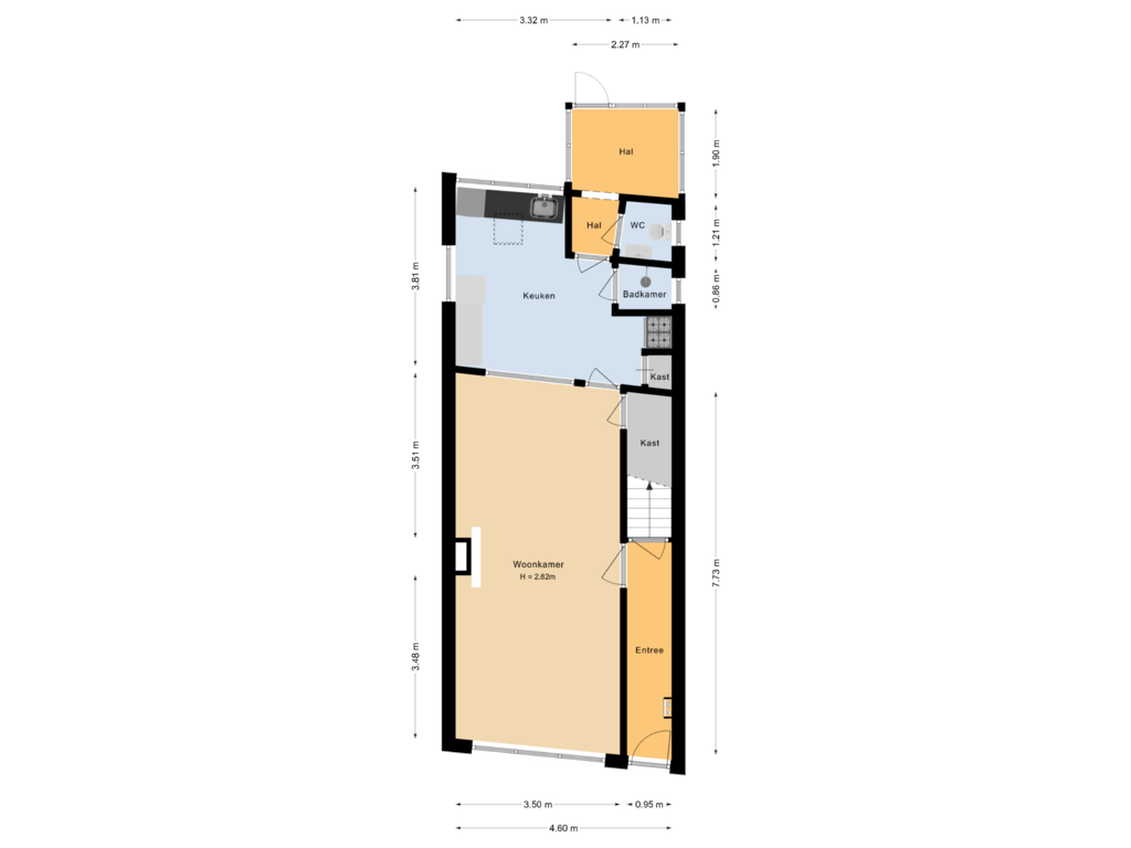 Bekijk plattegrond van Begane grond van Zuid Schalkwijkerweg 14