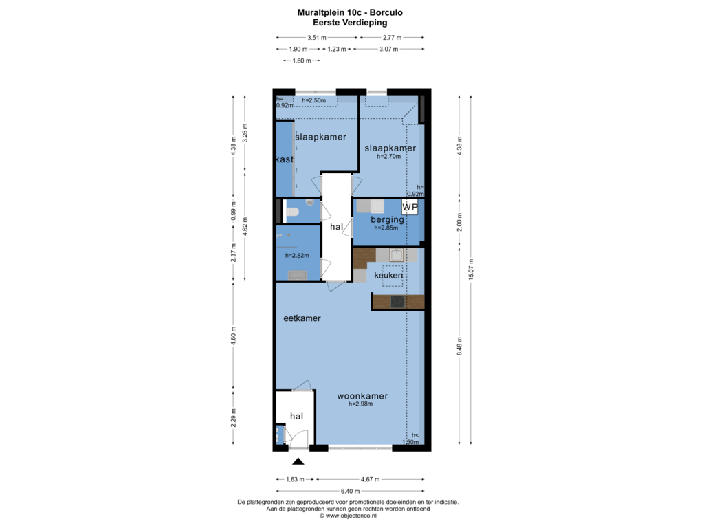 View floorplan of EERSTE VERDIEPING of Muraltplein 10-C