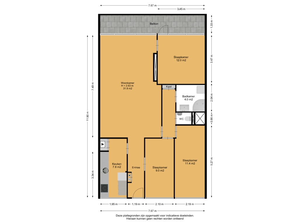 Bekijk plattegrond van Appartement van Alferbos 8