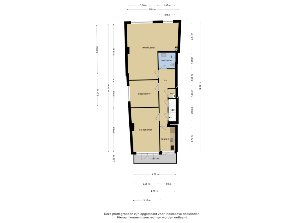 View floorplan of Begane grond of Hoogstraat 130-B2