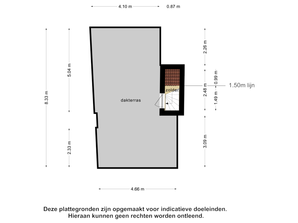 View floorplan of 1e verdieping of Hoogstraat 130-B2