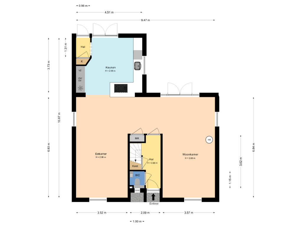 Bekijk plattegrond van Begane Grond van Oosterlaan 37