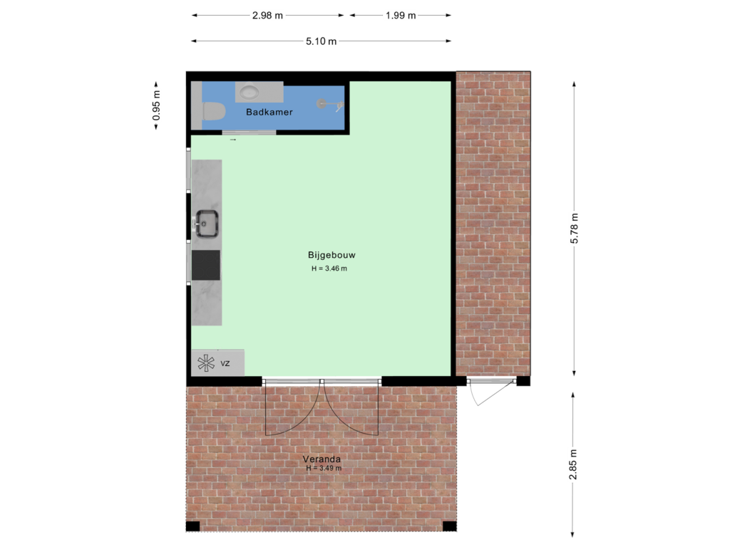 Bekijk plattegrond van Bijgebouw van Oosterlaan 37