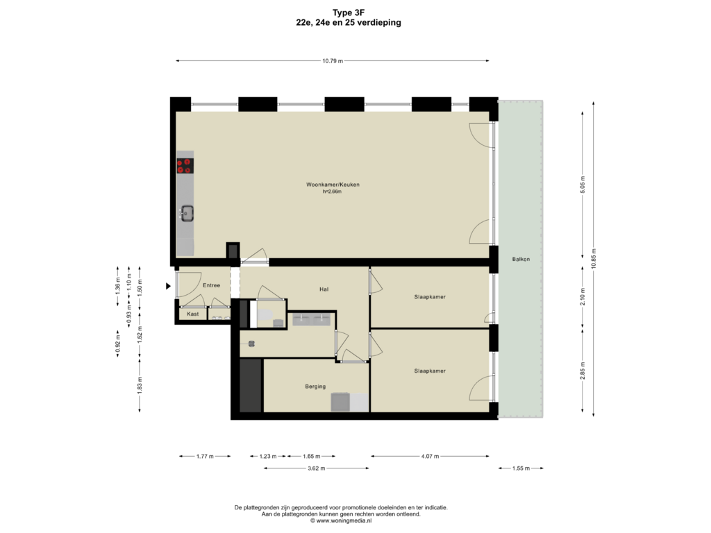 Bekijk plattegrond van 22e, 24e en 25 verdieping van SPOT Amsterdam | Scarlet (Bouwnr. D.22.01)