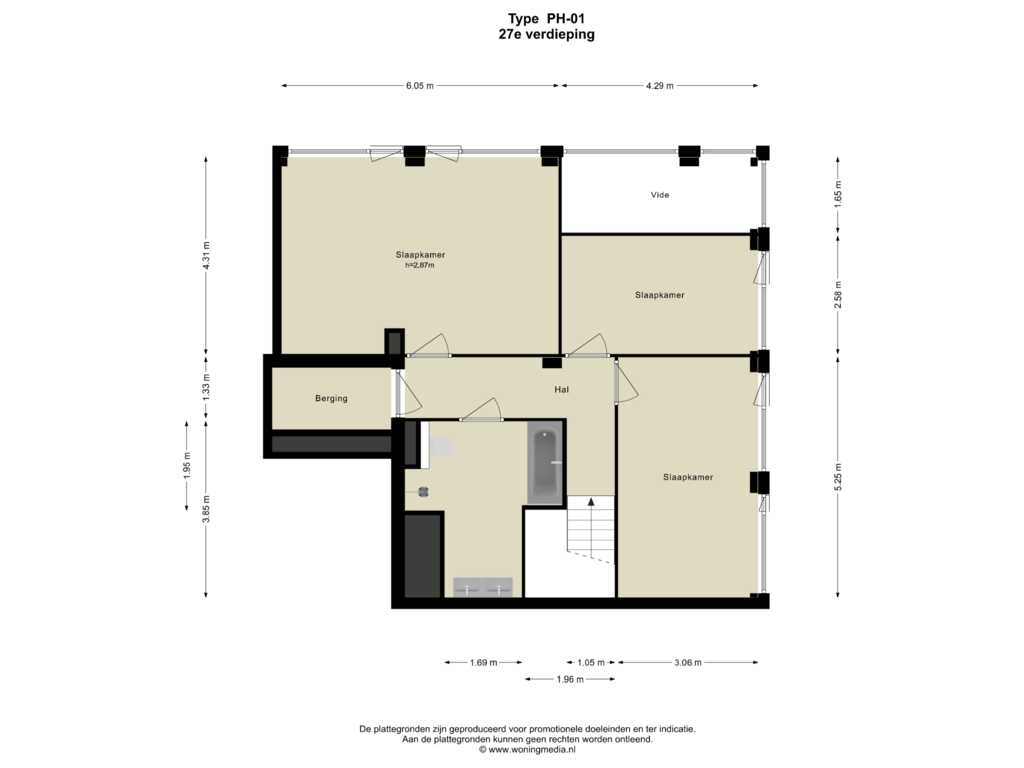 View floorplan of 27e verdieping of SPOT Amsterdam | Scarlet (Bouwnr. D26.01)