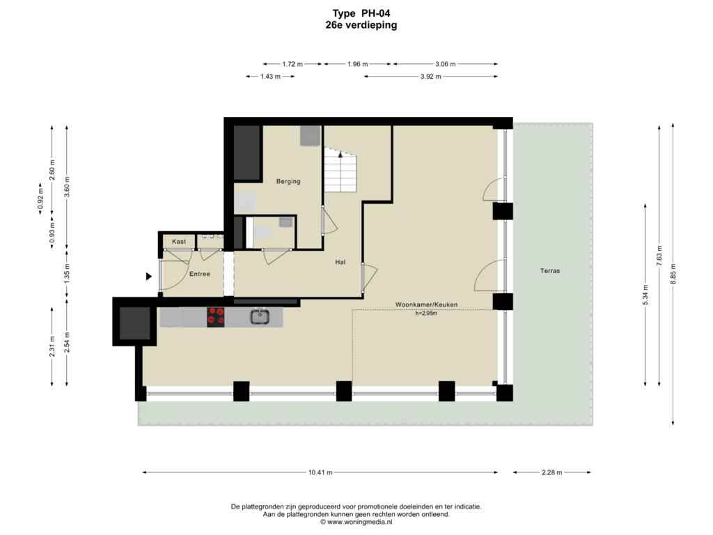 View floorplan of 26e verdieping of SPOT Amsterdam | Scarlet (Bouwnr. D26.04)