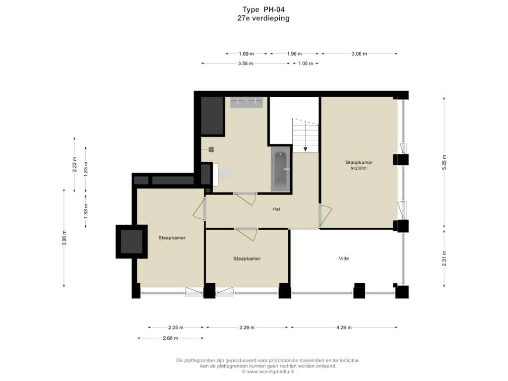 View floorplan of 27e verdieping of SPOT Amsterdam | Scarlet (Bouwnr. D26.04)