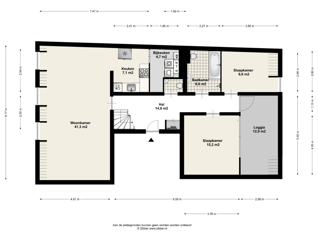 View floorplan of Appartement of Hamstraat 52-D