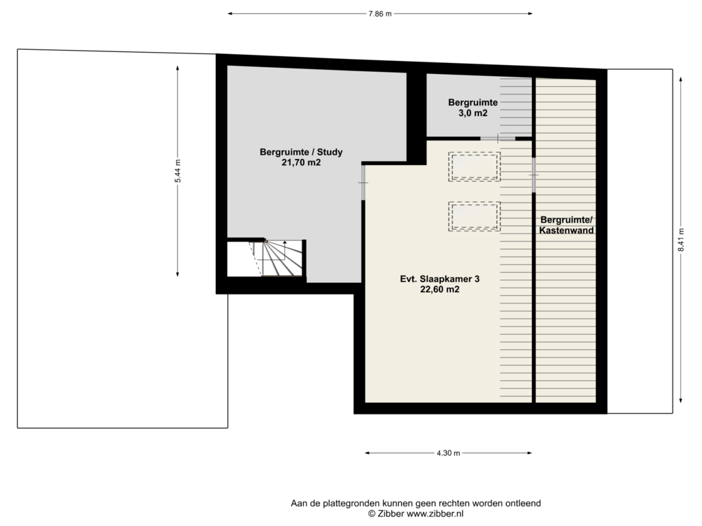 View floorplan of Zolder OP of Hamstraat 52-D