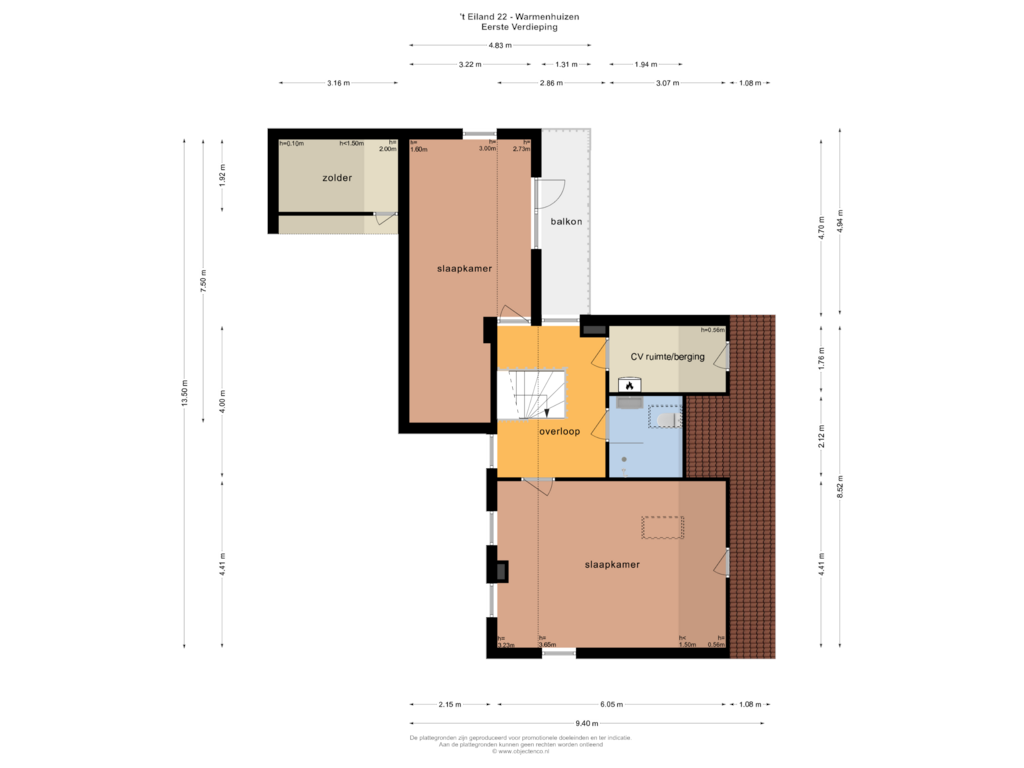 View floorplan of Eerste Verdieping of 't Eiland 22