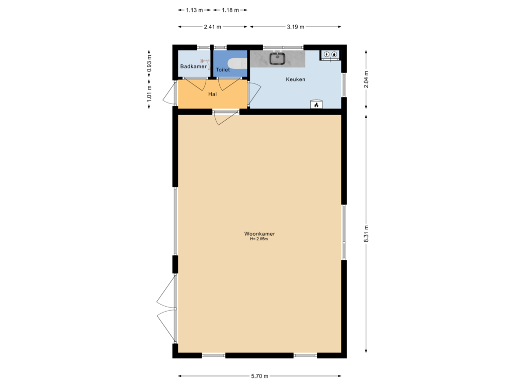 Bekijk plattegrond van Guesthouse van Raaphorstlaan 11-D