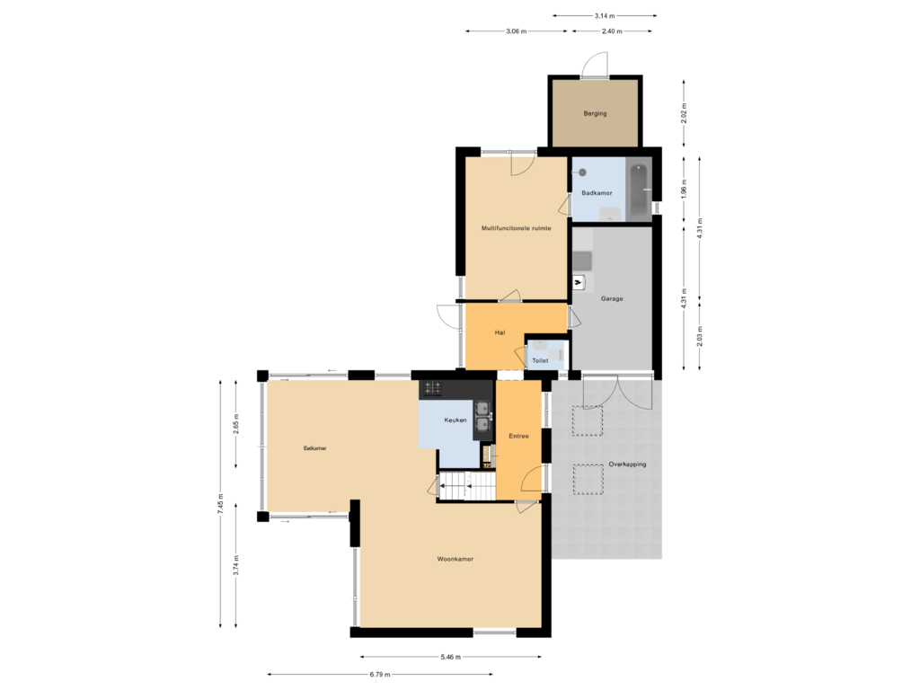 Bekijk plattegrond van Begane grond van Steenbergerweg 5