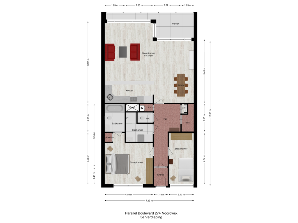 View floorplan of 5e Verdieping of Parallel Boulevard 274