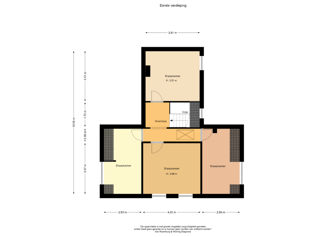 View floorplan of Eerste verdieping of Paul Krugerstraat 21