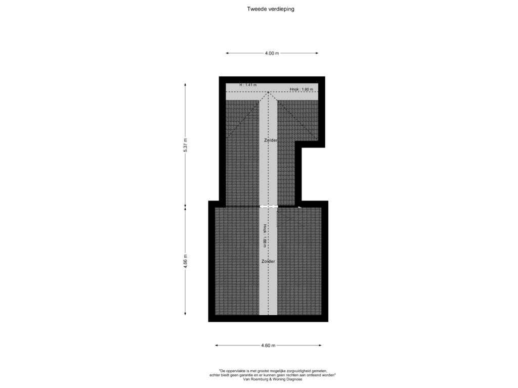 View floorplan of Tweede verdieping of Paul Krugerstraat 21