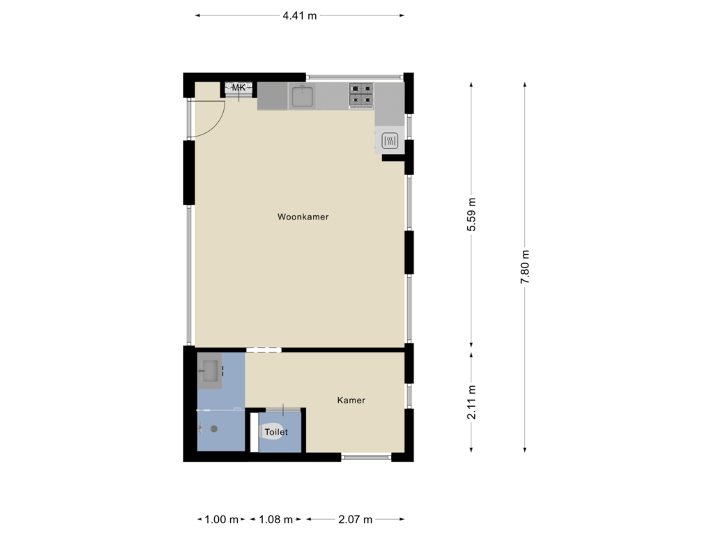 Bekijk plattegrond van Gastenverblijf van Poeldijk 13-W11