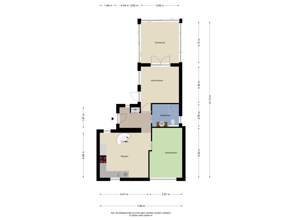 Bekijk plattegrond van Begane Grond van Spuidijk 13