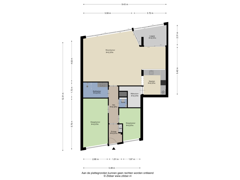 View floorplan of Appartement of Grote Beer 41