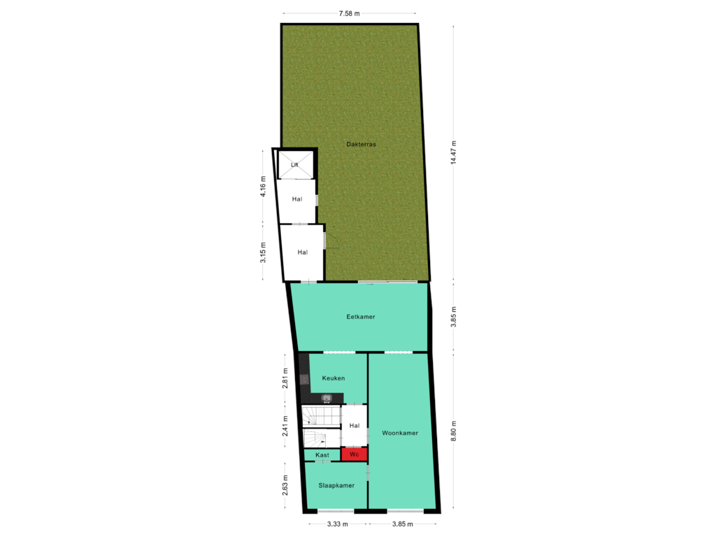 Bekijk plattegrond van Begane grond van Hooghuisstraat 13-A