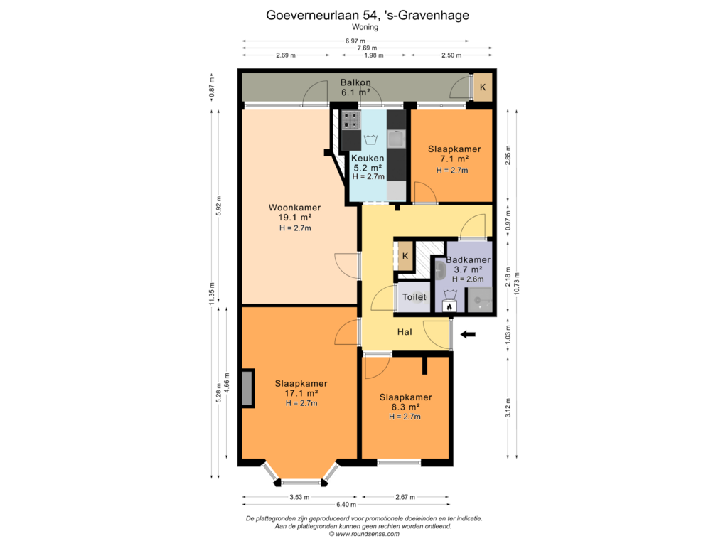 Bekijk plattegrond van Woning van Goeverneurlaan 54