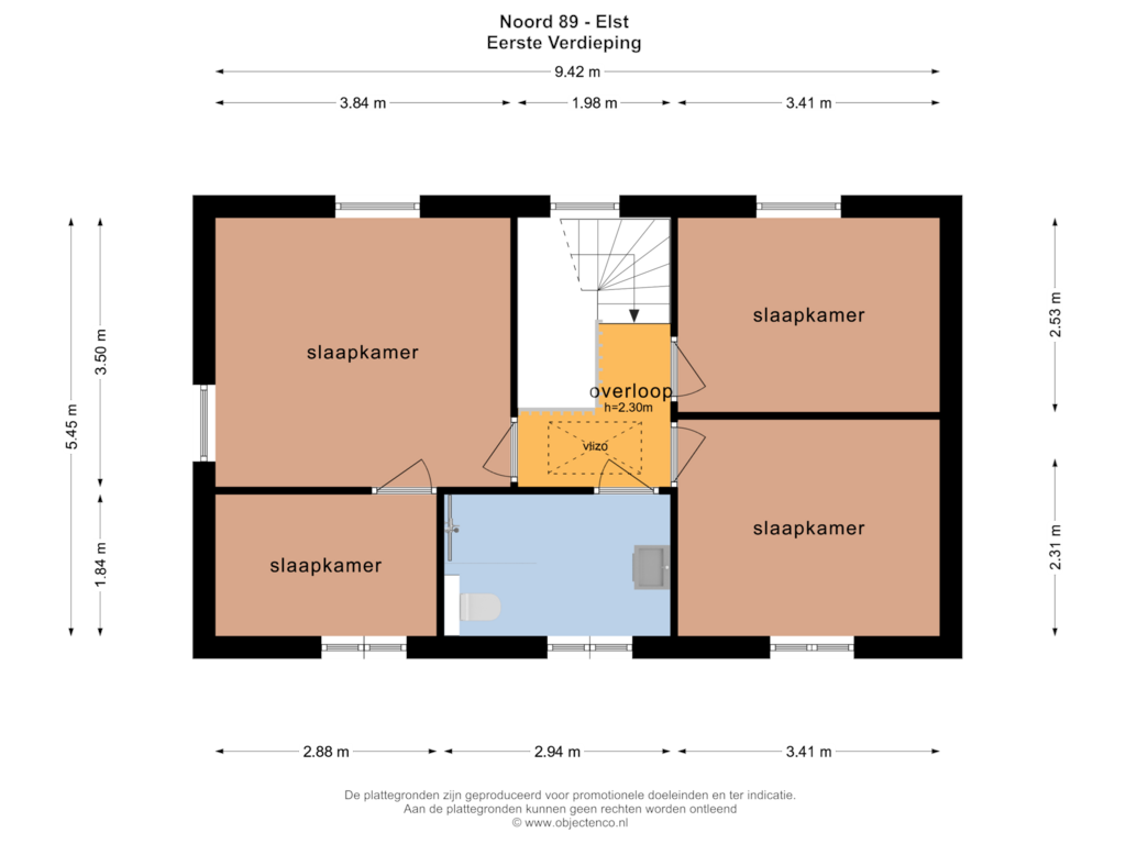 Bekijk plattegrond van Eerste Verdieping van Rijksweg-Noord 89