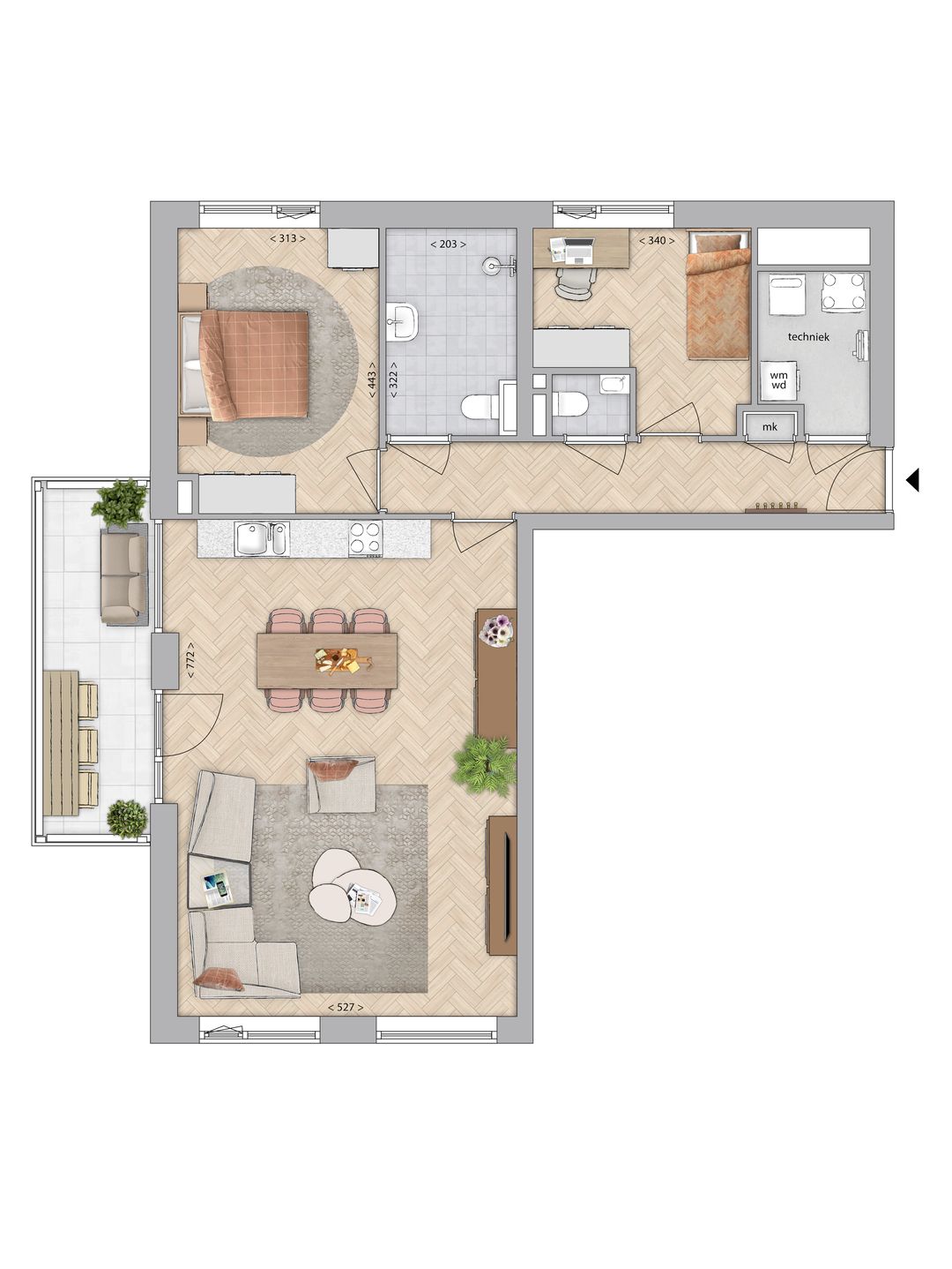 Foto 8 van 3-kamer appartement (Bouwnr. 301)