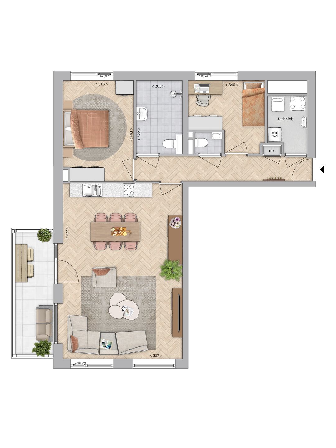 Foto 8 van 3-kamer appartement (Bouwnr. 304)