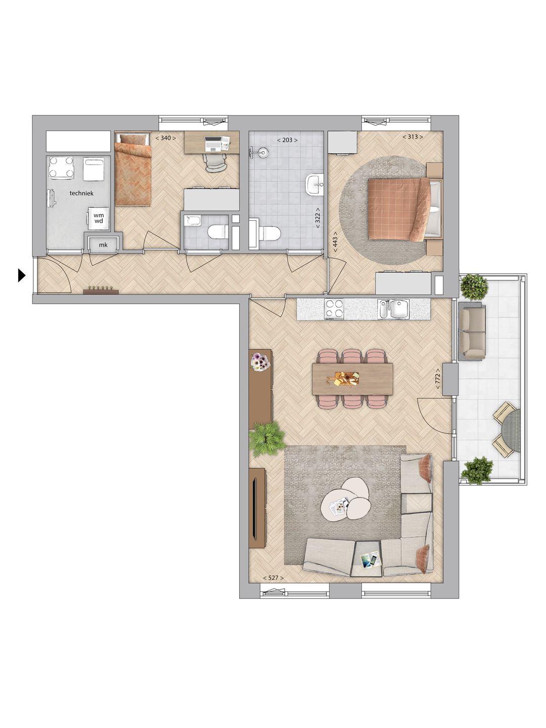 Foto 8 van 3-kamer appartement (Bouwnr. 407)