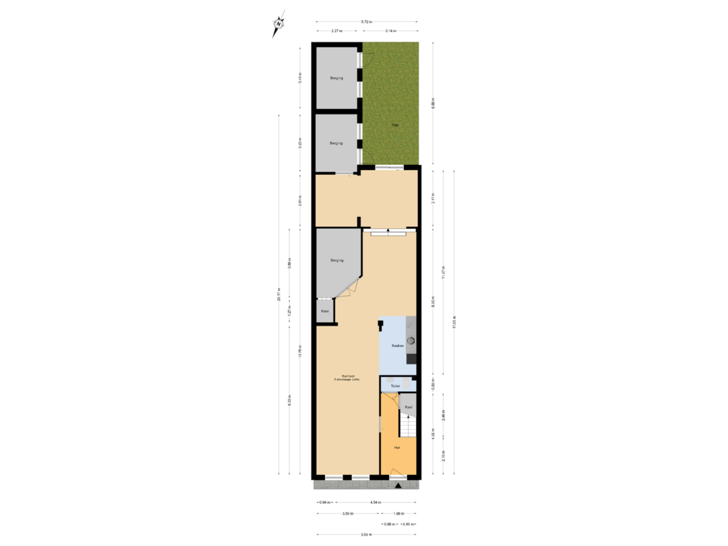 Bekijk plattegrond van Begane grond tuin van Oosterstraat 72