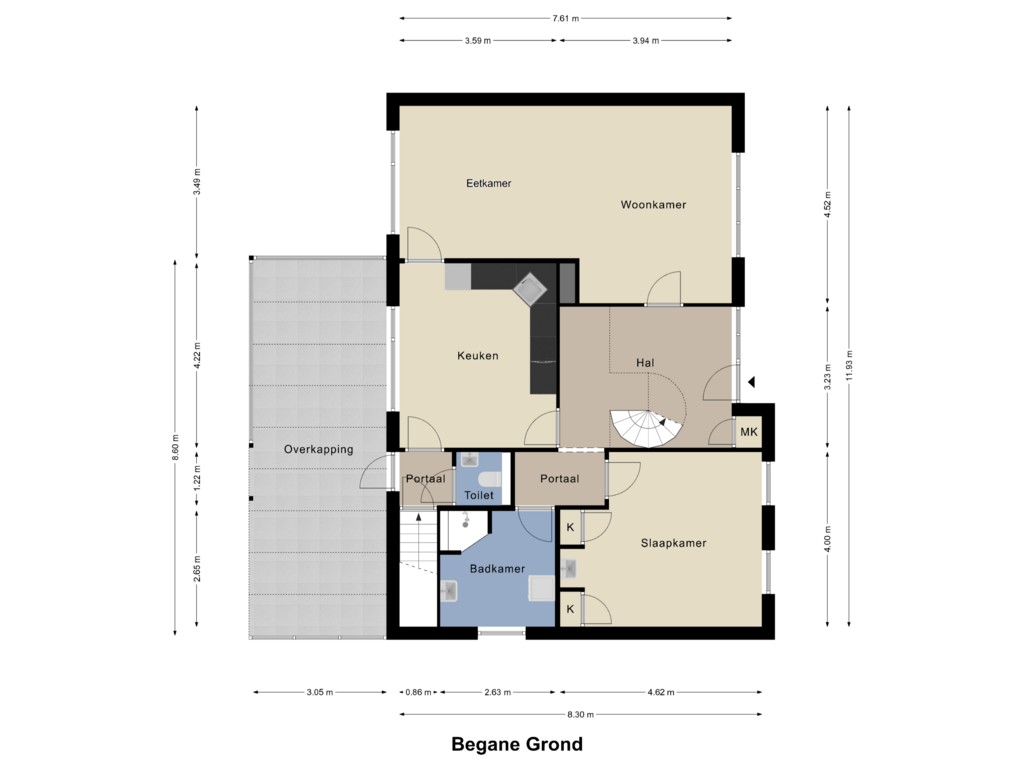 View floorplan of Begane Grond of Kuiperweg 3-B