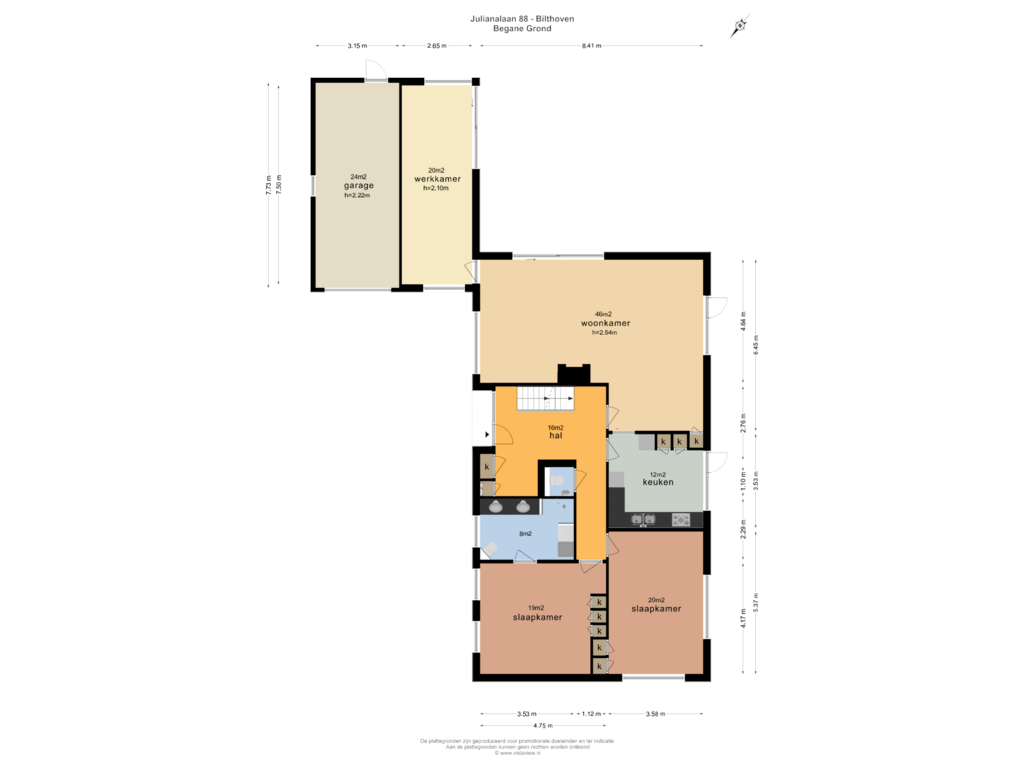 Bekijk plattegrond van BEGANE GROND van Julianalaan 88