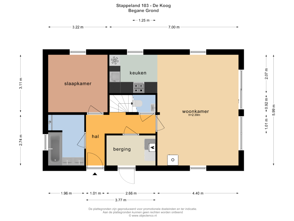 View floorplan of BEGANE GROND of Stappeland 103