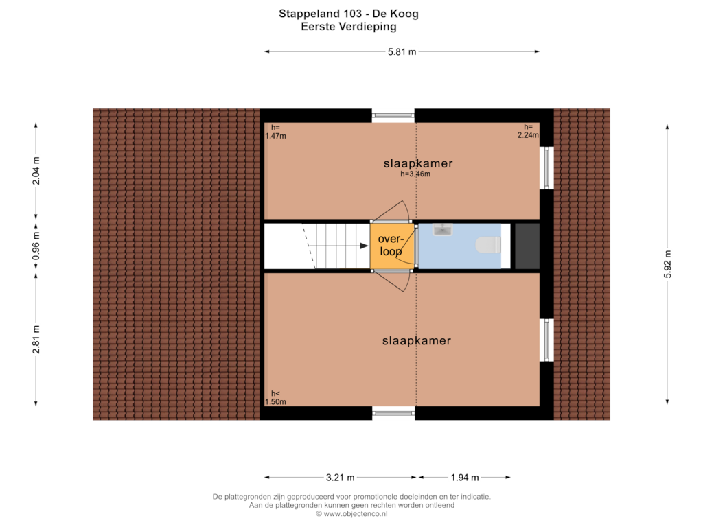 View floorplan of EERSTE VERDIEPING of Stappeland 103