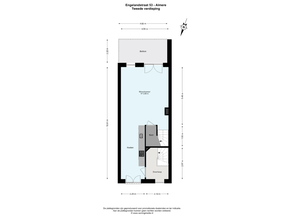 Bekijk plattegrond van Tweede verdieping van Engelandstraat 53