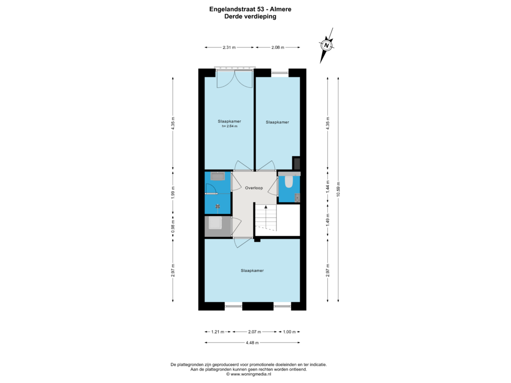 Bekijk plattegrond van Derde verdieping van Engelandstraat 53