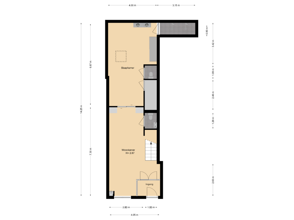 Bekijk plattegrond van Begane grond van Zuidwal 19