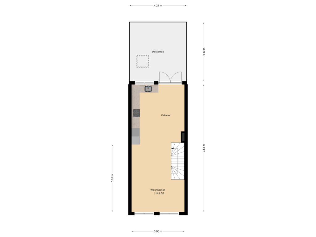 Bekijk plattegrond van Eerste etage van Zuidwal 19