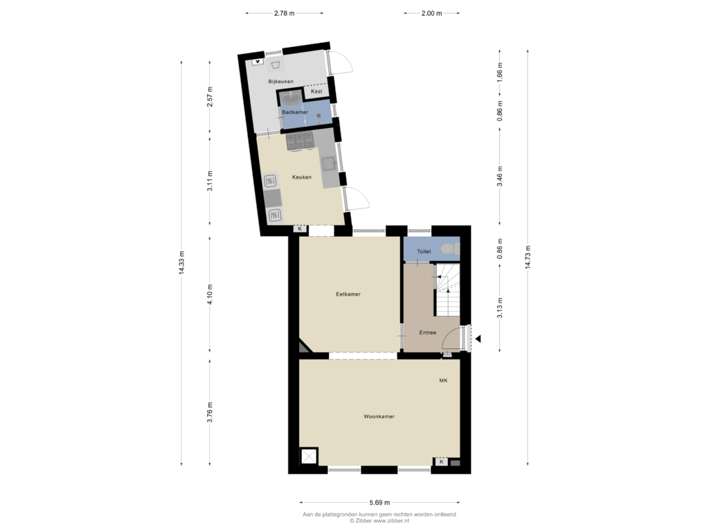 View floorplan of Begane grond of Bleijerheiderstraat 68