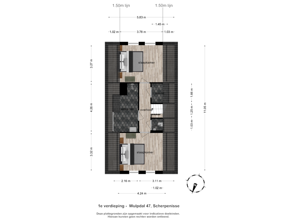 Bekijk plattegrond van 1e verdieping van Wulpdal 47