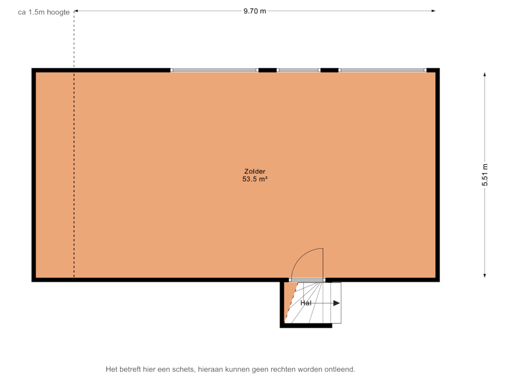 View floorplan of 1e verdieping of Barkelazwet 6