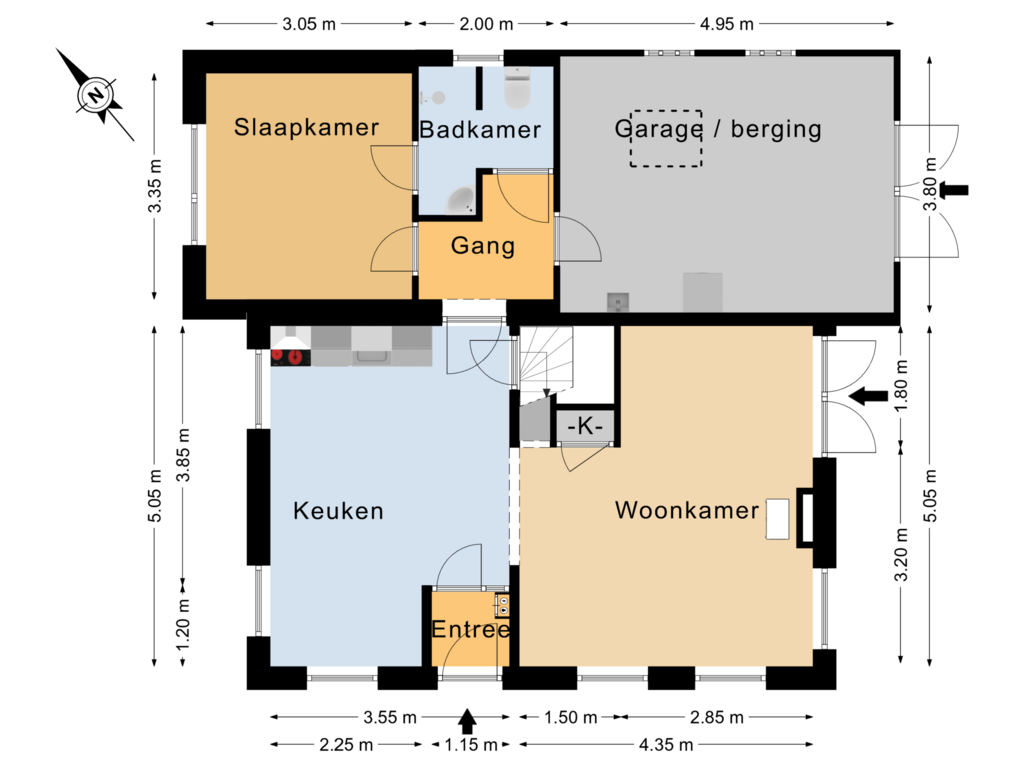 Bekijk plattegrond van Begane grond van Achterwei 11