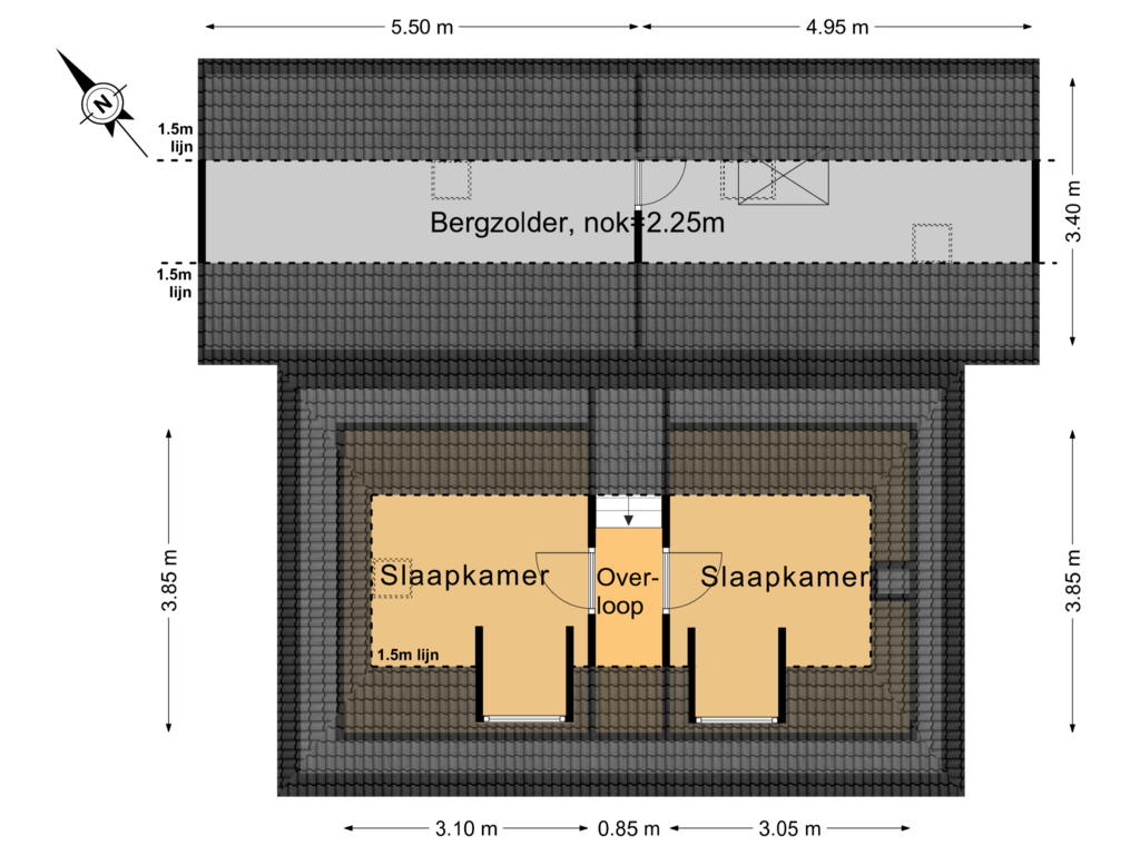 Bekijk plattegrond van 1e Verdieping van Achterwei 11