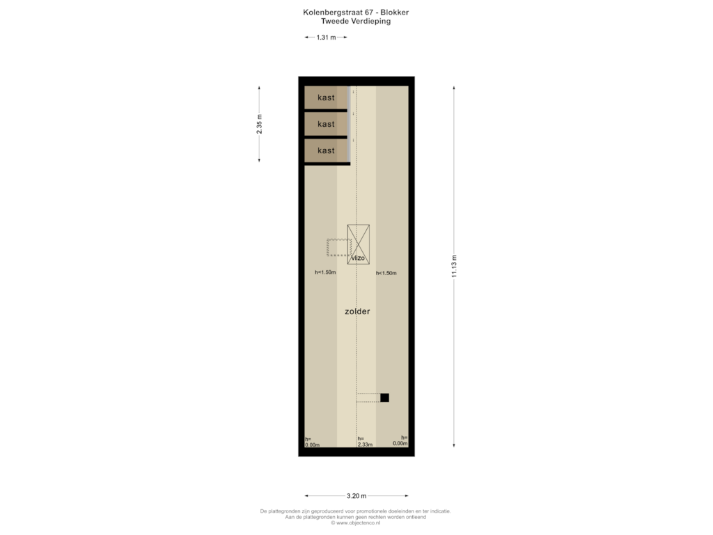 Bekijk plattegrond van TWEEDE VERDIEPING van Kolenbergstraat 67-A