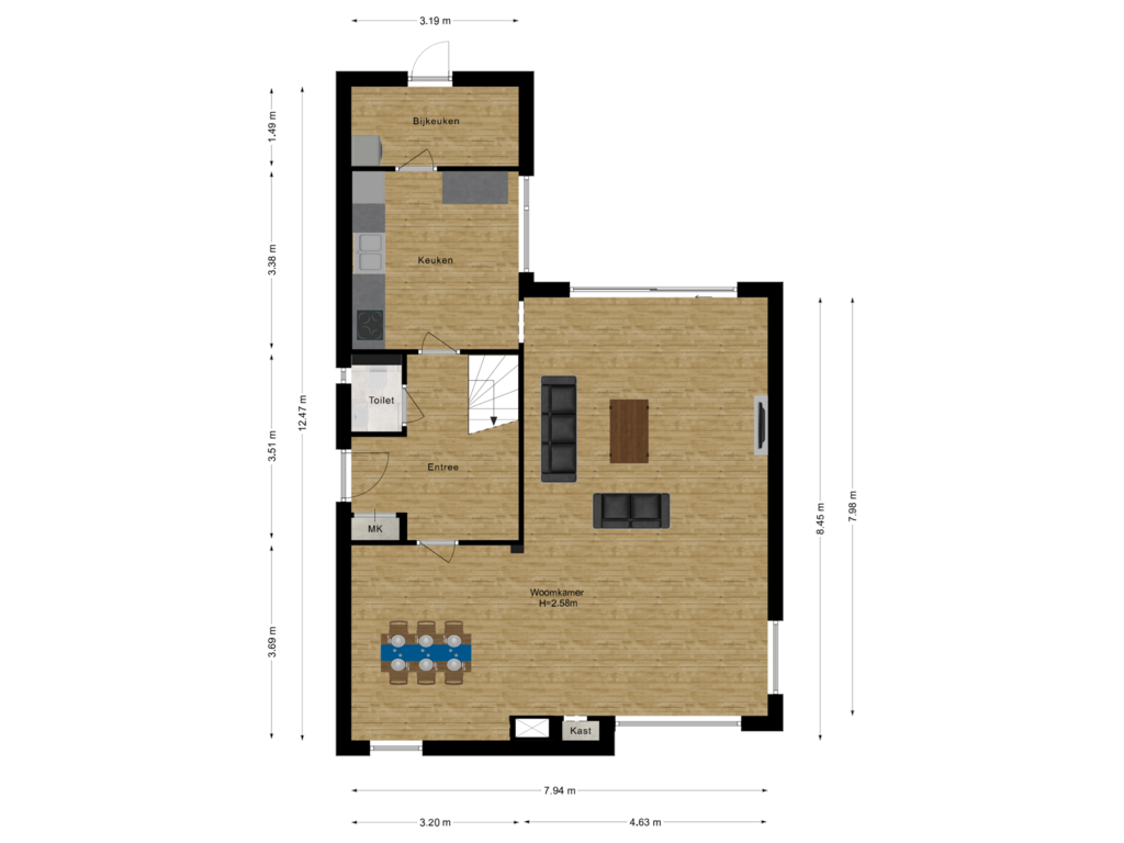 Bekijk plattegrond van Begane Grond van Burgemeester Deelenstraat 2