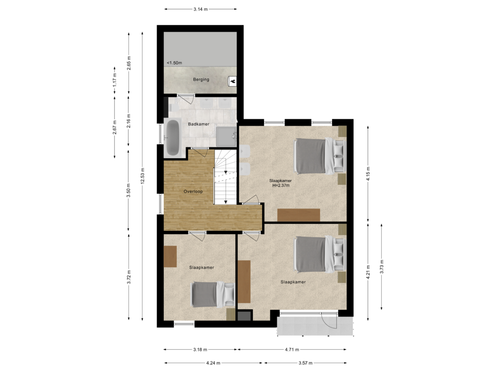 Bekijk plattegrond van Eerste verdieping van Burgemeester Deelenstraat 2