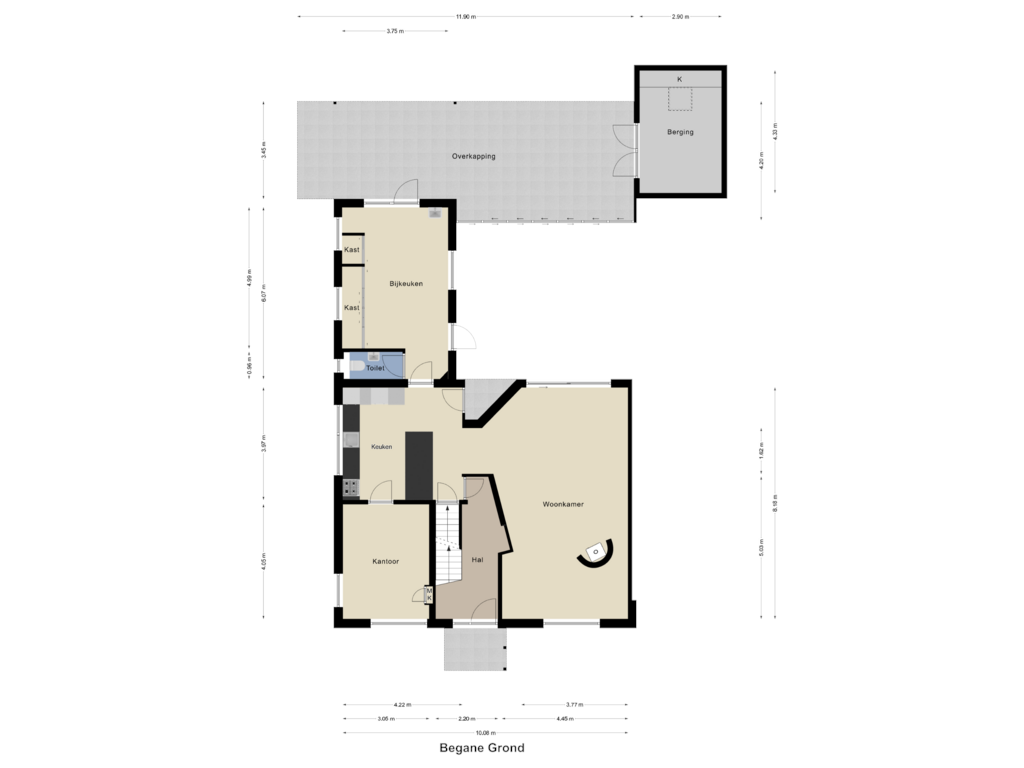 Bekijk plattegrond van Begane Grond van Akker 16