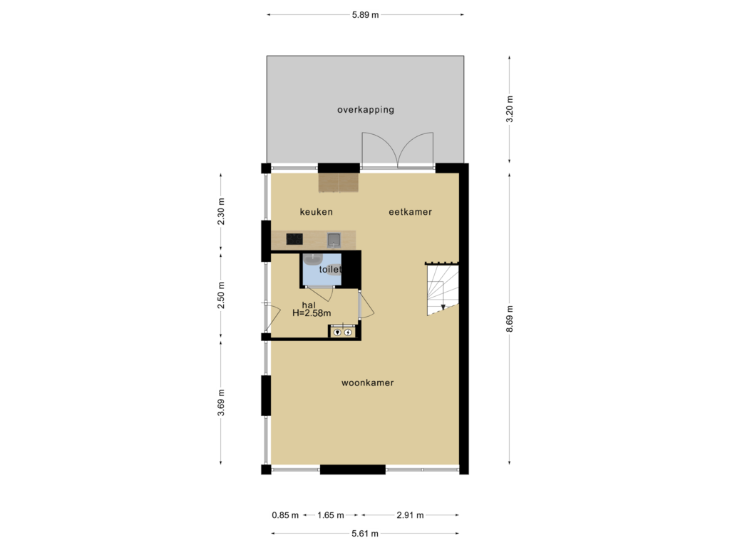 Bekijk plattegrond van Begane grond van Wessel Couzijnhof 25